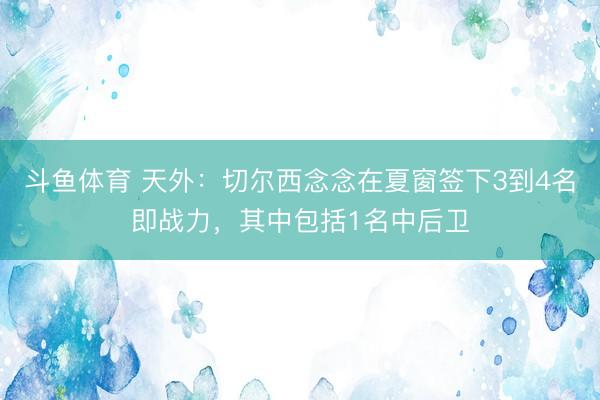 斗鱼体育 天外：切尔西念念在夏窗签下3到4名即战力，其中包括1名中后卫