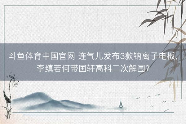 斗鱼体育中国官网 连气儿发布3款钠离子电板，李缜若何带国轩高科二次解围？
