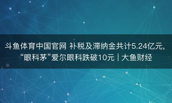 斗鱼体育中国官网 补税及滞纳金共计5.24亿元， “眼科茅”爱尔眼科跌破10元 | 大鱼财经