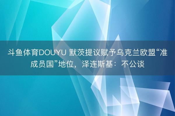 斗鱼体育DOUYU 默茨提议赋予乌克兰欧盟“准成员国”地位,泽连斯基:不公谈