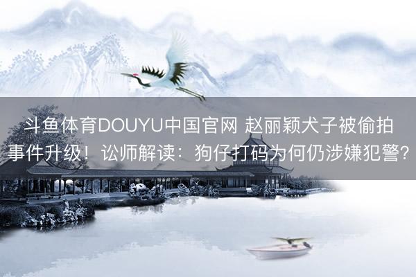 斗鱼体育DOUYU中国官网 赵丽颖犬子被偷拍事件升级!讼师解读:狗仔打码为何仍涉嫌犯警?