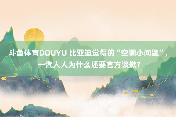 斗鱼体育DOUYU 比亚迪觉得的“空调小问题”， 一汽人人为什么还要官方谈歉?