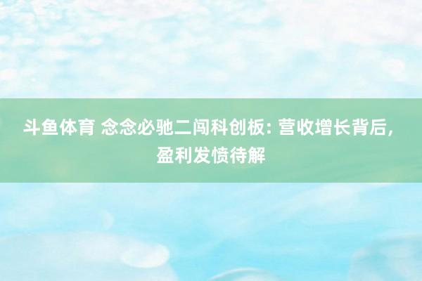 斗鱼体育 念念必驰二闯科创板: 营收增长背后, 盈利发愤待解